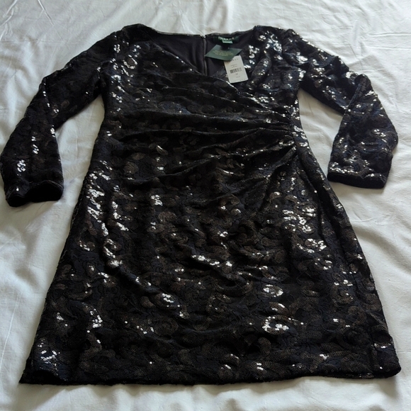 Lauren Ralph Lauren Black glittery size 12 Women's dresse. - Picture 5 of 9